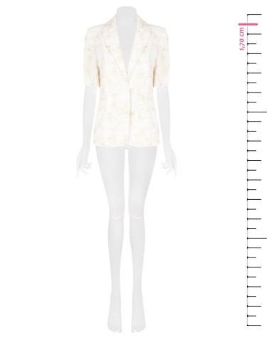 Veste blazer en viscose et lin mélangés avec broderie de fleurs en relief Rinascimento
