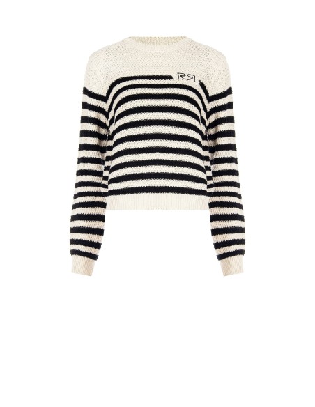 Pull à rayures en crochet avec logo RR Rinascimento