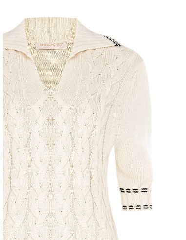 Rinascimento - Polo en tricot torsadé à col en V