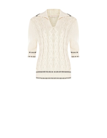 Rinascimento - Polo en tricot torsadé à col en V