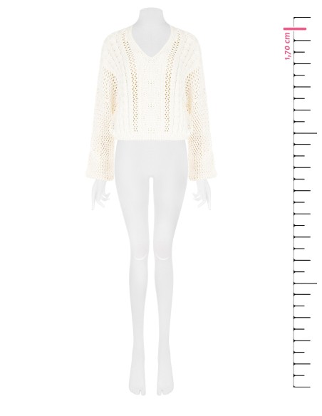 Pull ajouré en coton mélangé avec motifs torsadés et losanges combinés Rinascimento