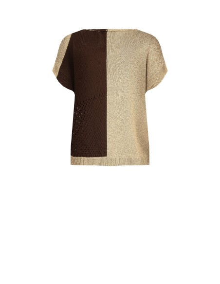 Pull ajouré en mélange de coton et de viscose avec lurex Rinascimento