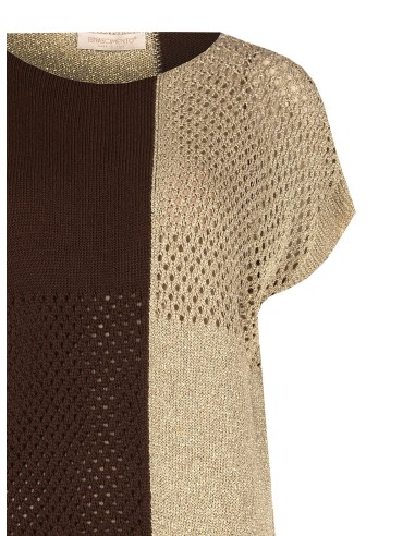 Pull ajouré en mélange de coton et de viscose avec lurex Rinascimento