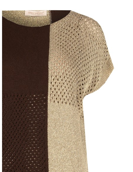 Pull ajouré en mélange de coton et de viscose avec lurex Rinascimento