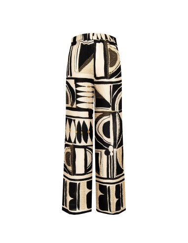 Pantalon de palais en viscose légèrement froissé avec élastique au dos Rinascimento
