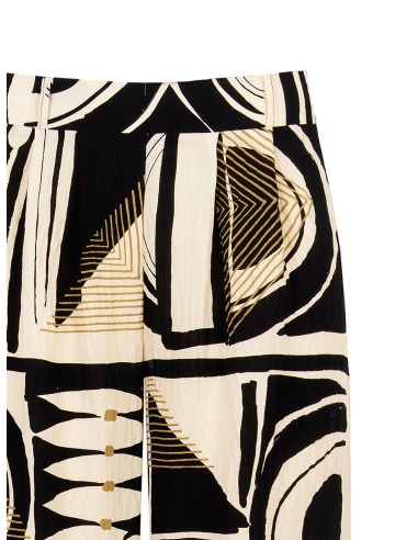 Pantalon de palais en viscose légèrement froissé avec élastique au dos Rinascimento