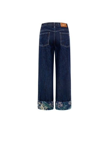 Jean droit avec bordure de fleurs Rinascimento