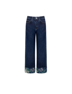 Jean droit avec bordure de fleurs Rinascimento