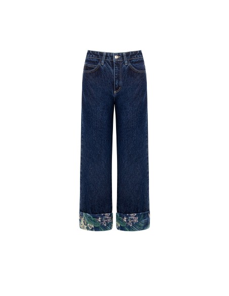 Jean droit avec bordure de fleurs Rinascimento