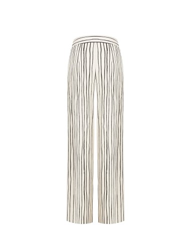 Pantalon palazzo en coton à rayures irrégulières avec fermeture éclair latérale Rinascimento