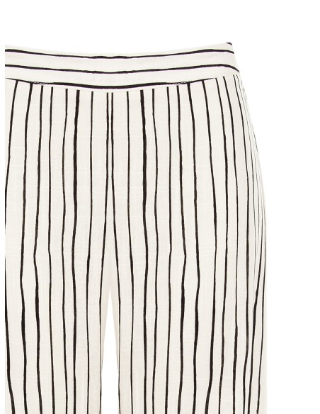 Pantalon palazzo en coton à rayures irrégulières avec fermeture éclair latérale Rinascimento