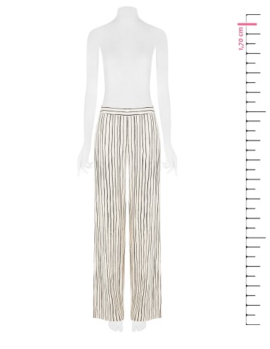 Pantalon palazzo en coton à rayures irrégulières avec fermeture éclair latérale Rinascimento