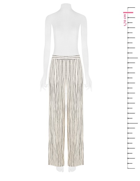 Pantalon palazzo en coton à rayures irrégulières avec fermeture éclair latérale Rinascimento