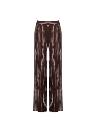 Pantalon palazzo en coton à rayures irrégulières avec fermeture éclair latérale Rinascimento