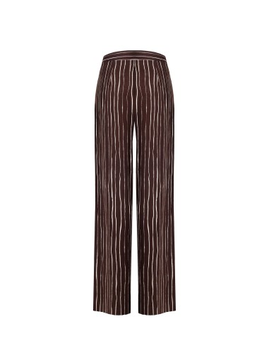 Pantalon palazzo en coton à rayures irrégulières avec fermeture éclair latérale Rinascimento