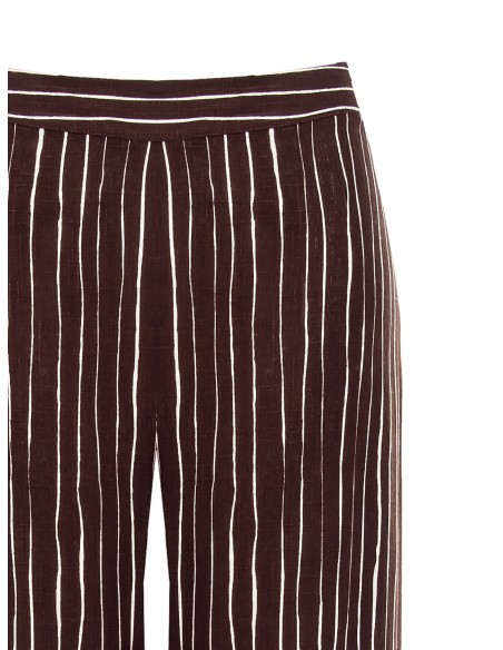 Pantalon palazzo en coton à rayures irrégulières avec fermeture éclair latérale Rinascimento