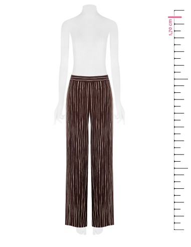 Pantalon palazzo en coton à rayures irrégulières avec fermeture éclair latérale Rinascimento