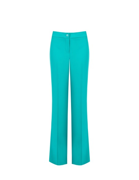 Pantalon palazzo en tissu fluide avec bouton en métal Rinascimento