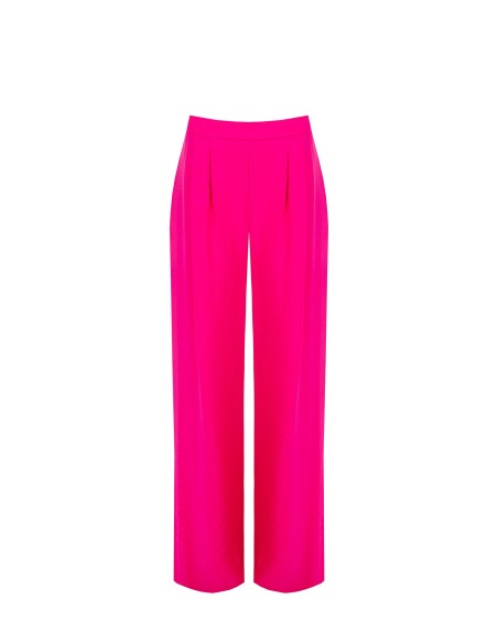 Pantalon palazzo en mélange de viscose légèrement froissé avec élastique au dos Rinascimento