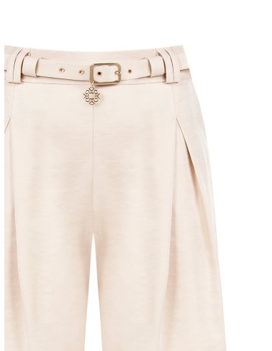 Short en viscose mélangée à effet perlé avec ceinture assortie Rinascimento