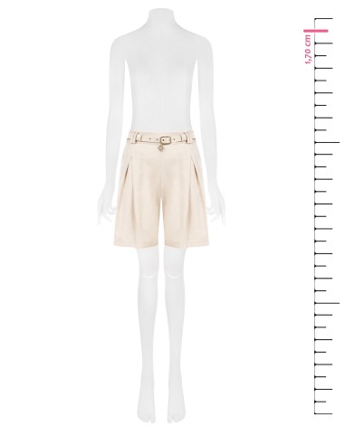 Short en viscose mélangée à effet perlé avec ceinture assortie Rinascimento