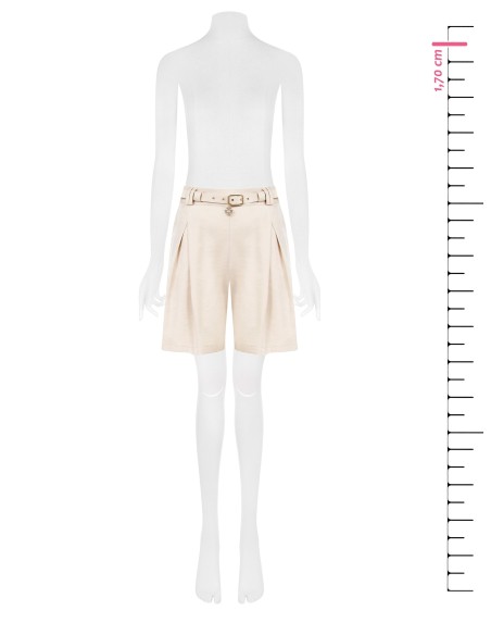 Short en viscose mélangée à effet perlé avec ceinture assortie Rinascimento