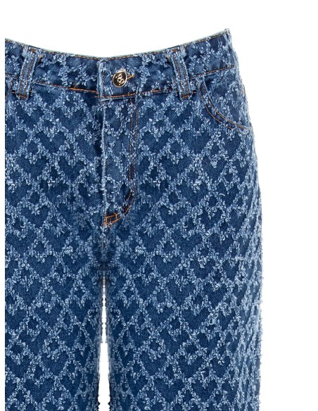 Jean wide leg à motif losanges effilochés Rinascimento