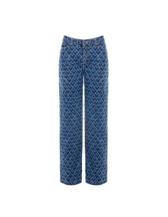 Jean wide leg à motif losanges effilochés Rinascimento