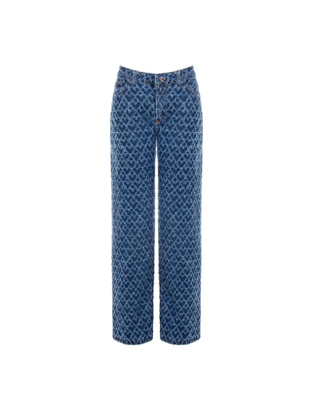 Jean wide leg à motif losanges effilochés Rinascimento
