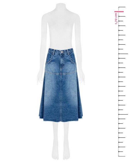 Rinascimento - Jupe évasée en denim moyennement délavé