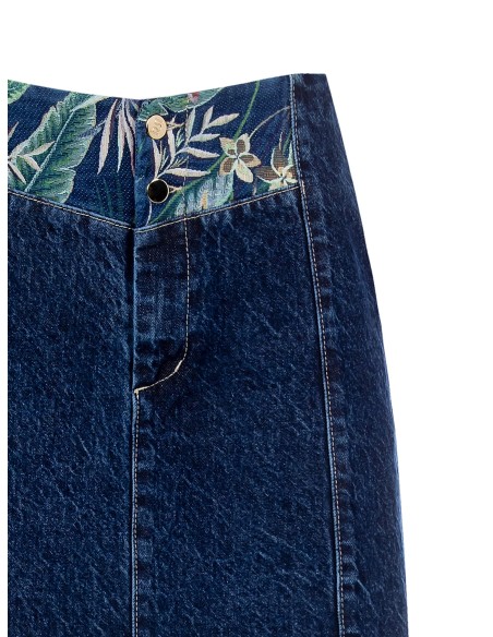 Minijupe en denim avec insertion de fleurs Rinascimento