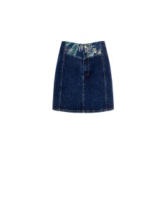 Minijupe en denim avec insertion de fleurs Rinascimento