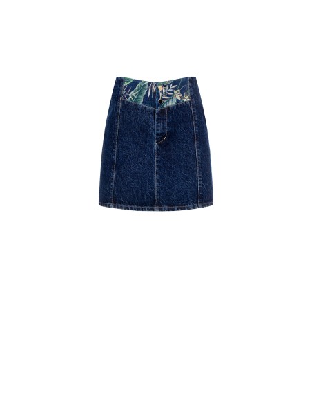 Minijupe en denim avec insertion de fleurs Rinascimento