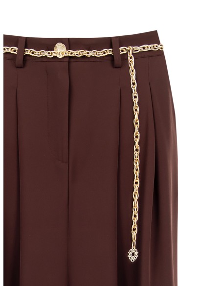 Jupe longue en tissu fluide avec fente sur le devant et ceinture en chaîne assortie Rinascimento