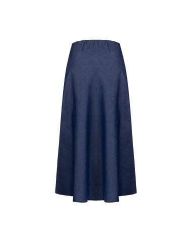 Jupe longue évasée en denim léger avec logo Rr Tag Rinascimento