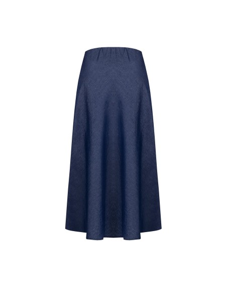 Jupe longue évasée en denim léger avec logo Rr Tag Rinascimento