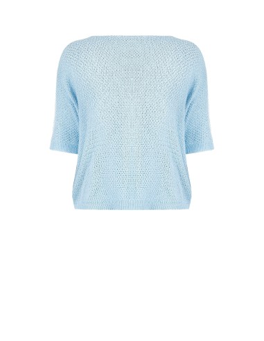 Pull ample curvy en mélange de coton, maille nid d’abeille, à col V, Rinascimento Curvy