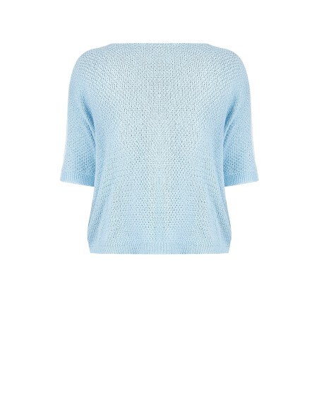 Pull ample curvy en mélange de coton, maille nid d’abeille, à col V, Rinascimento Curvy