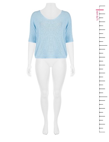 Pull ample curvy en mélange de coton, maille nid d’abeille, à col V, Rinascimento Curvy
