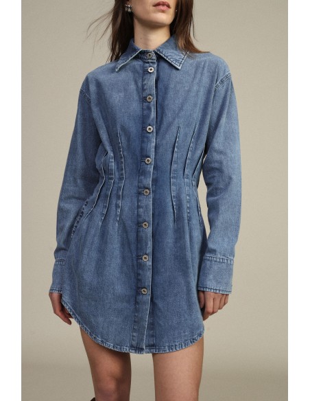 Robe courte Boutons Fards à joues Col classique Dixie