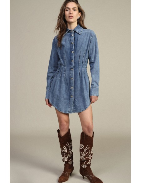 Robe courte Boutons Fards à joues Col classique Dixie