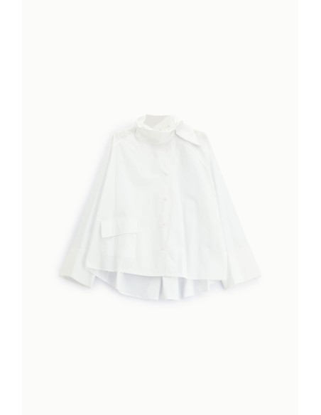 Chemise large à col haut asymétrique et poche Dixie