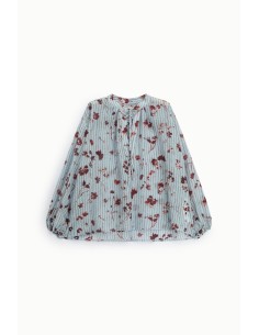 Ruime blouse met bloemenprint en fijne strepen Dixie