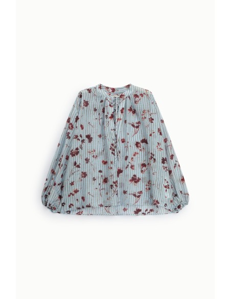 Ruime blouse met bloemenprint en fijne strepen Dixie