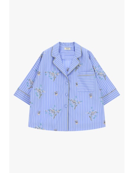 Chemise rayée à poche et imprimé floral Dixie