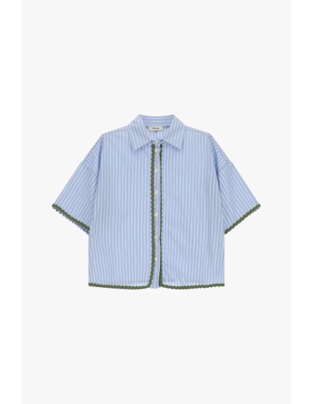 Chemise rayée à profil festonné et manches courtes Dixie
