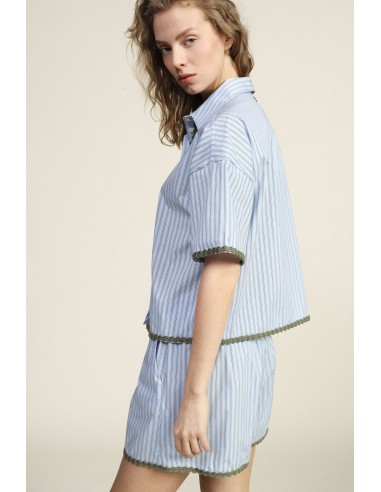Chemise rayée à profil festonné et manches courtes Dixie