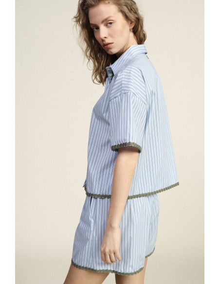 Chemise rayée à profil festonné et manches courtes Dixie