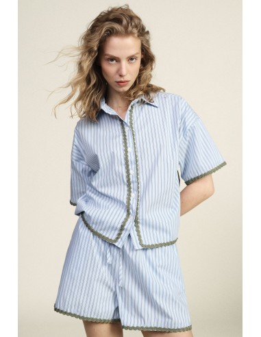 Chemise rayée à profil festonné et manches courtes Dixie