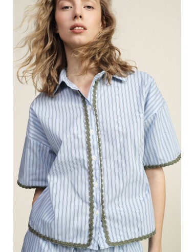 Chemise rayée à profil festonné et manches courtes Dixie
